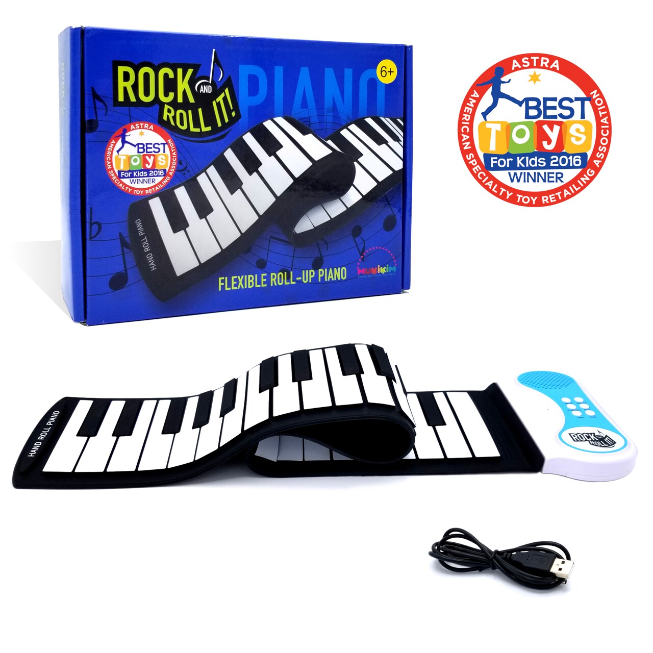 Rock And Roll It - Piano. Flexible, Completely Portable, 49 standard Keys, battery OR USB powered. 2016 ASTRA Best Toy for Kids Award Winner!